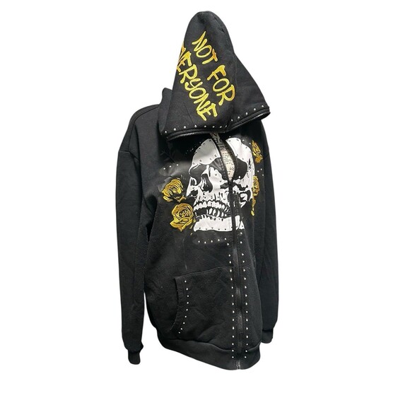 GRIND OVER GLORY RHINESTONE FULL ZIP HOODIE - BLACK Whimsygoth Large - Picture 5 of 12